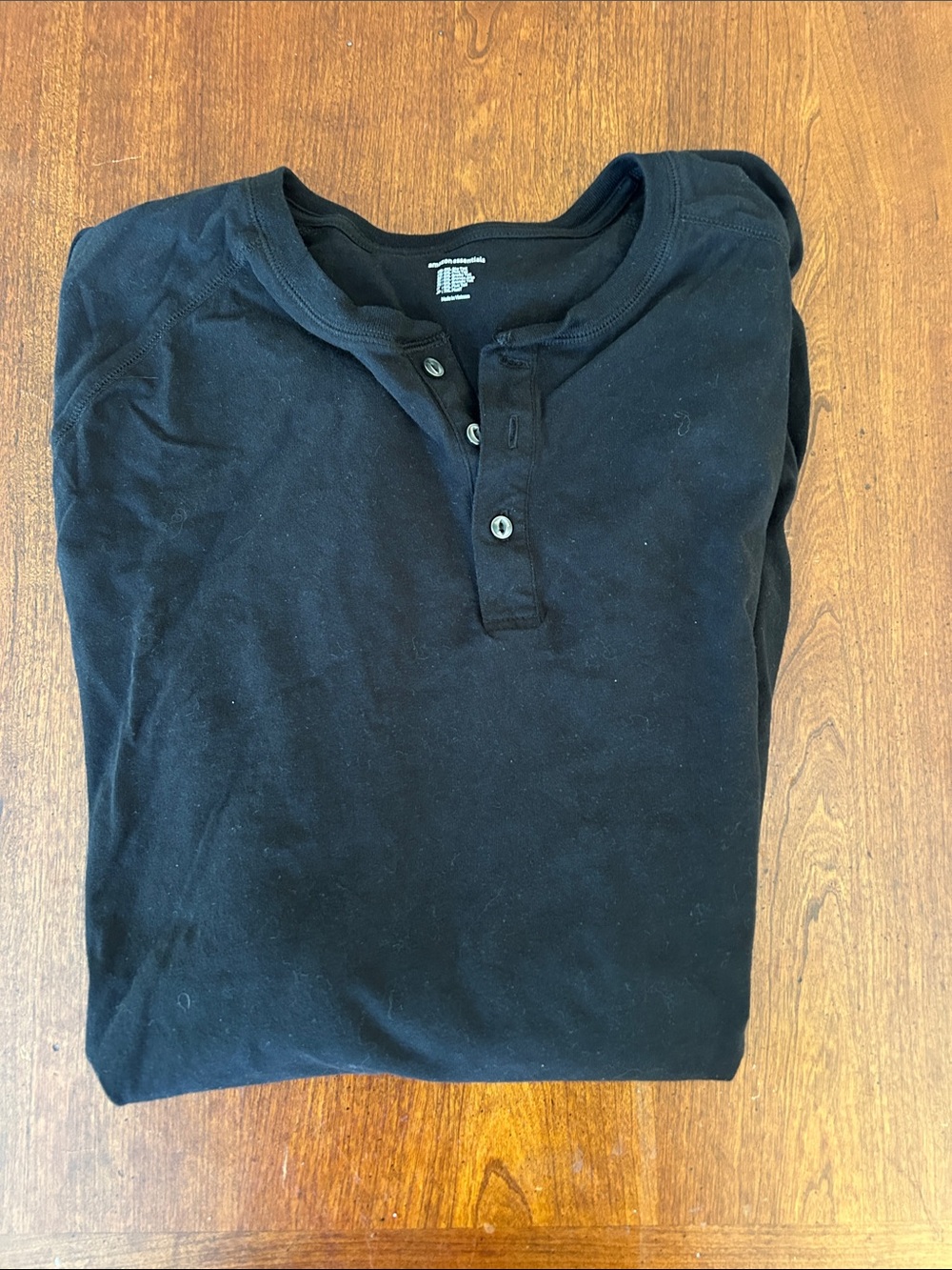Amazon Essentials Black Henley Polo Shirt